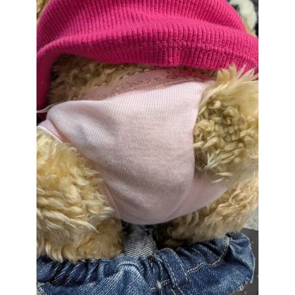 Vintage Build A Bear Workshop Curly Teddy Bear Pink Bling Tank Embroid Jeans 16" - Picture 5 of 7